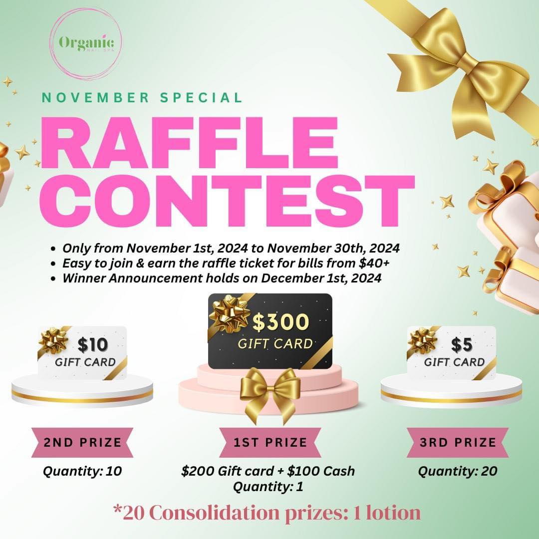 Organic Nail Spa - 🌟 Reminder: Our Raffle Game Draw is Almost Here!🌟 Hi ...