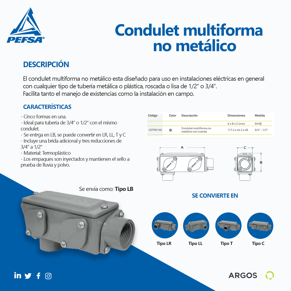 Pefsa - El condulet multiforma no metálico está diseñado... | Facebook