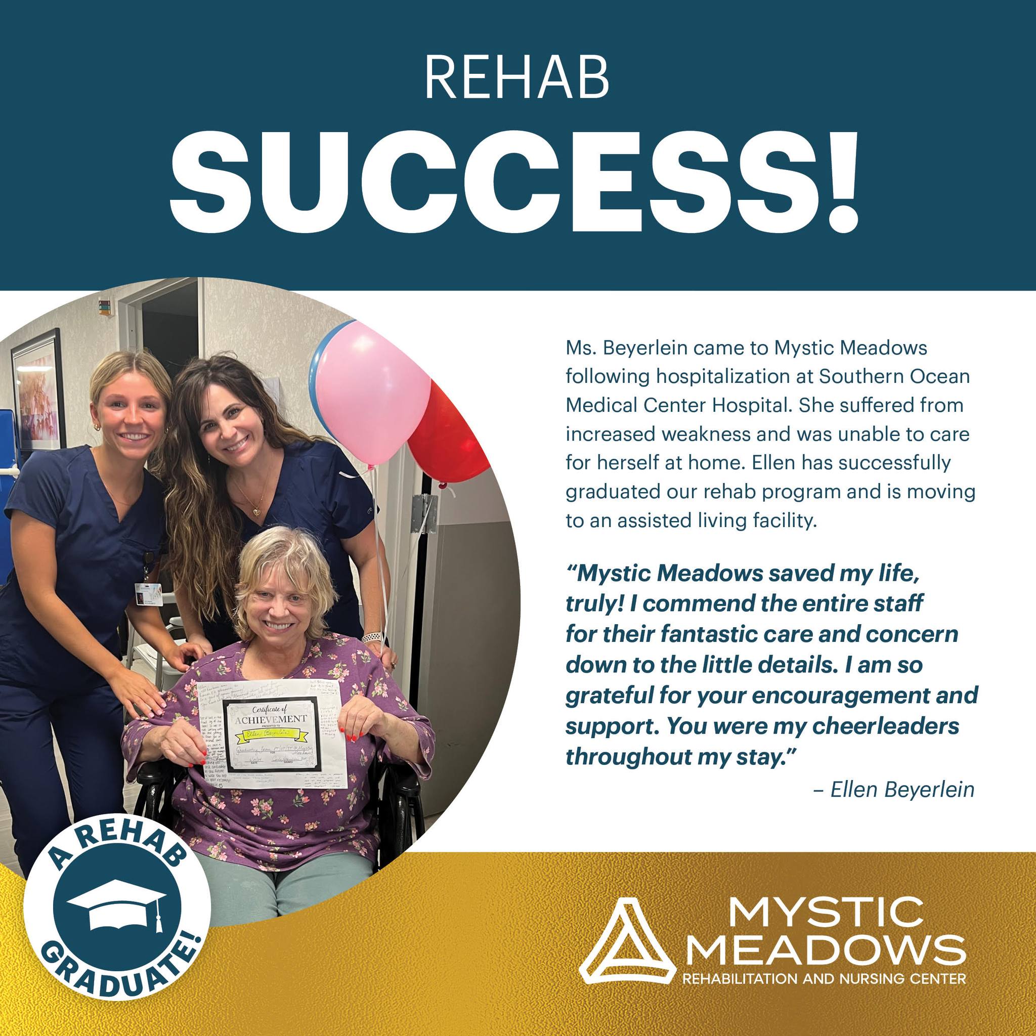 Congratulations to Ellen... - Mystic Meadows Rehab & Nursing | Facebook