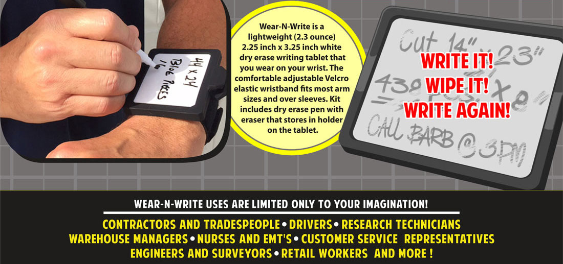 Wear-N-Write Wearable Dry Erase Memo Notepad