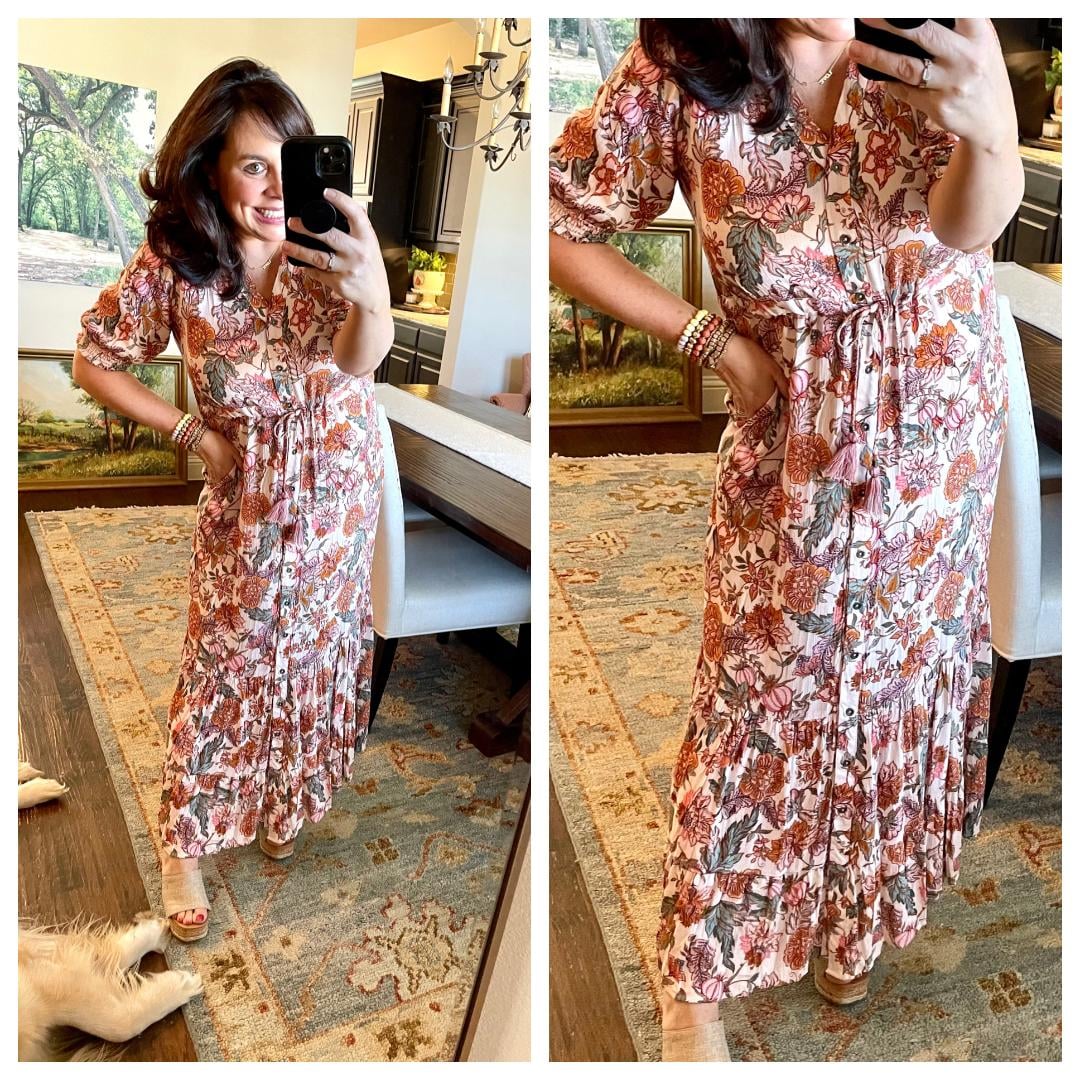 This is the dress you reach for when you want to feel a little special without overthinking your outfit. The fitted silhouette is flattering, the floral print feels rich instead of loud