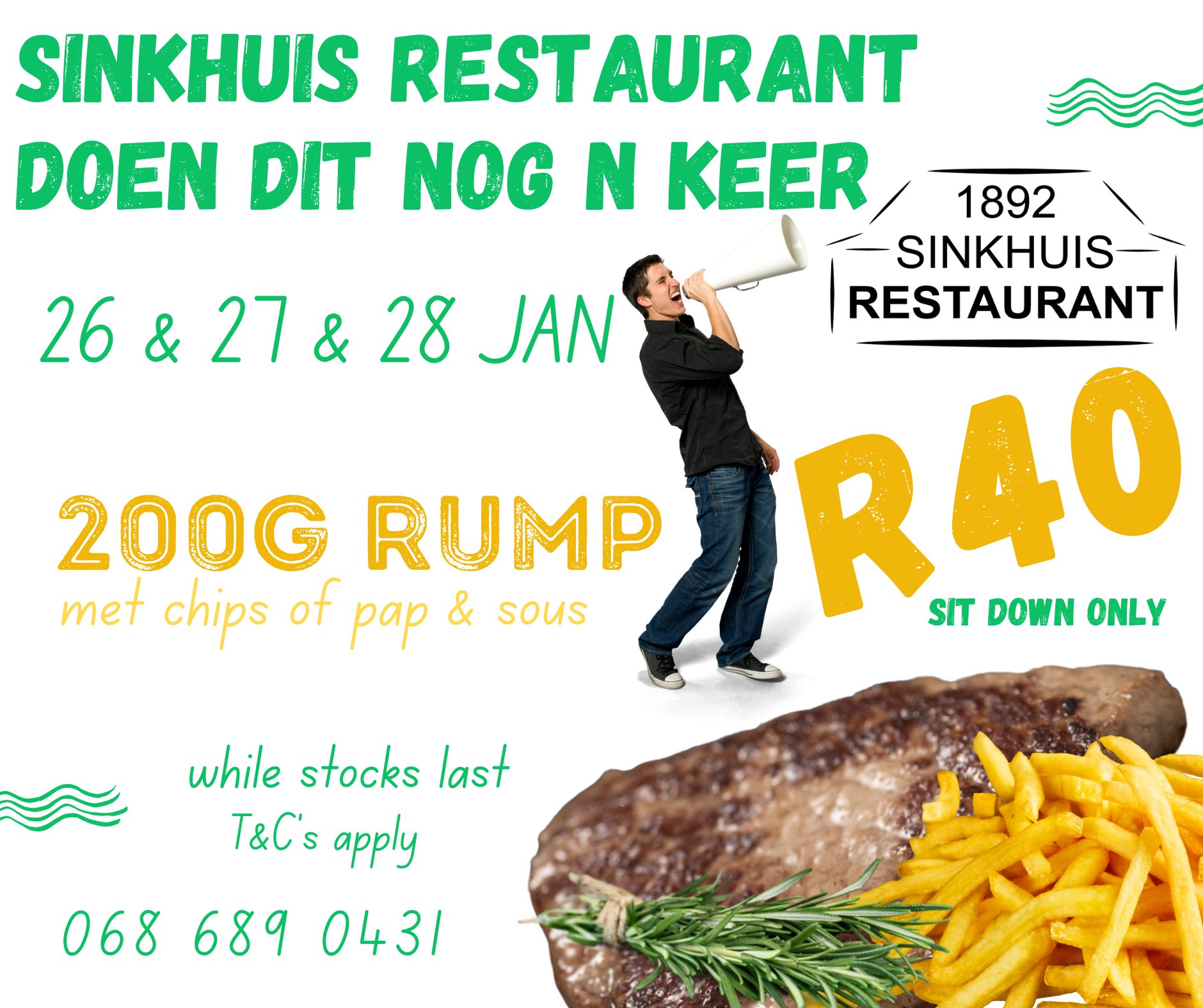 Dit is Vrydag!!!. Kom geniet ons... - Sinkhuis Restaurant