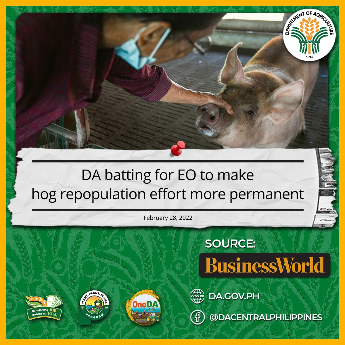 William Dar - #InTheNews || The Department of Agriculture...