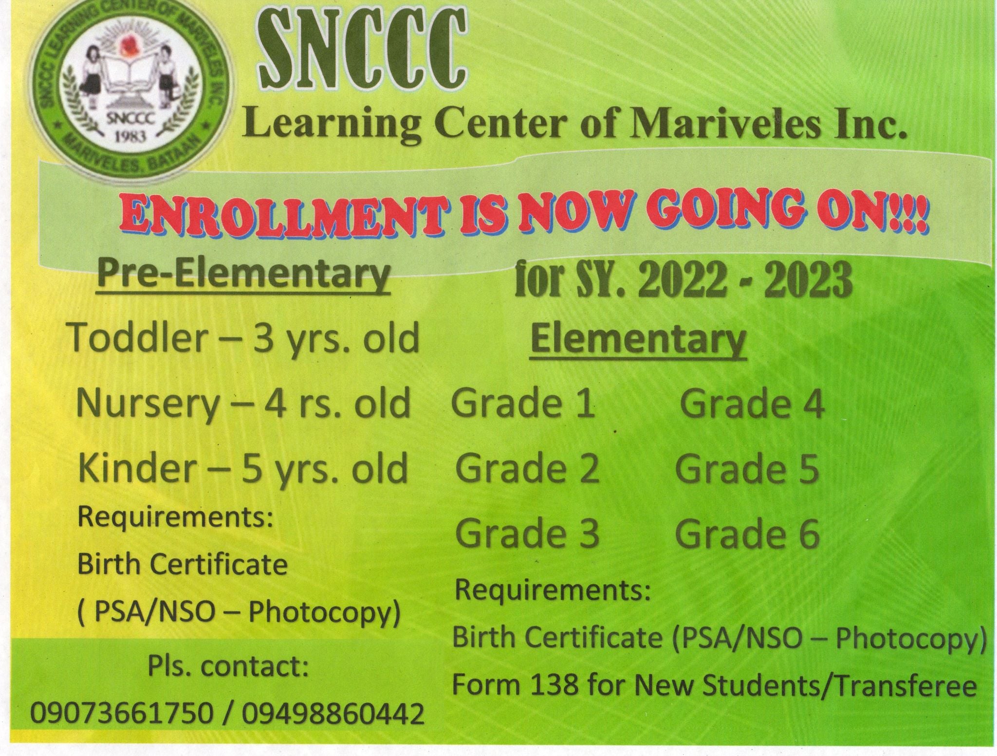 SNCCC Learning Center of Mariveles Inc. | Mariveles