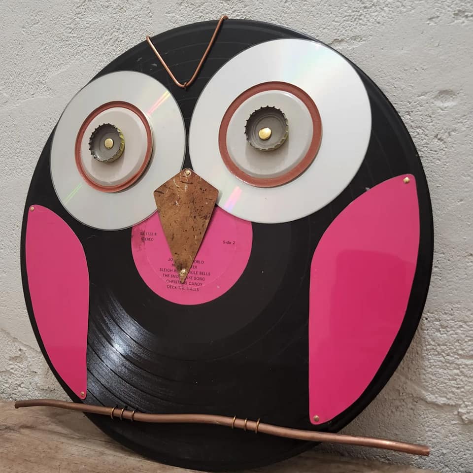 Upcycled owls from vintage materials