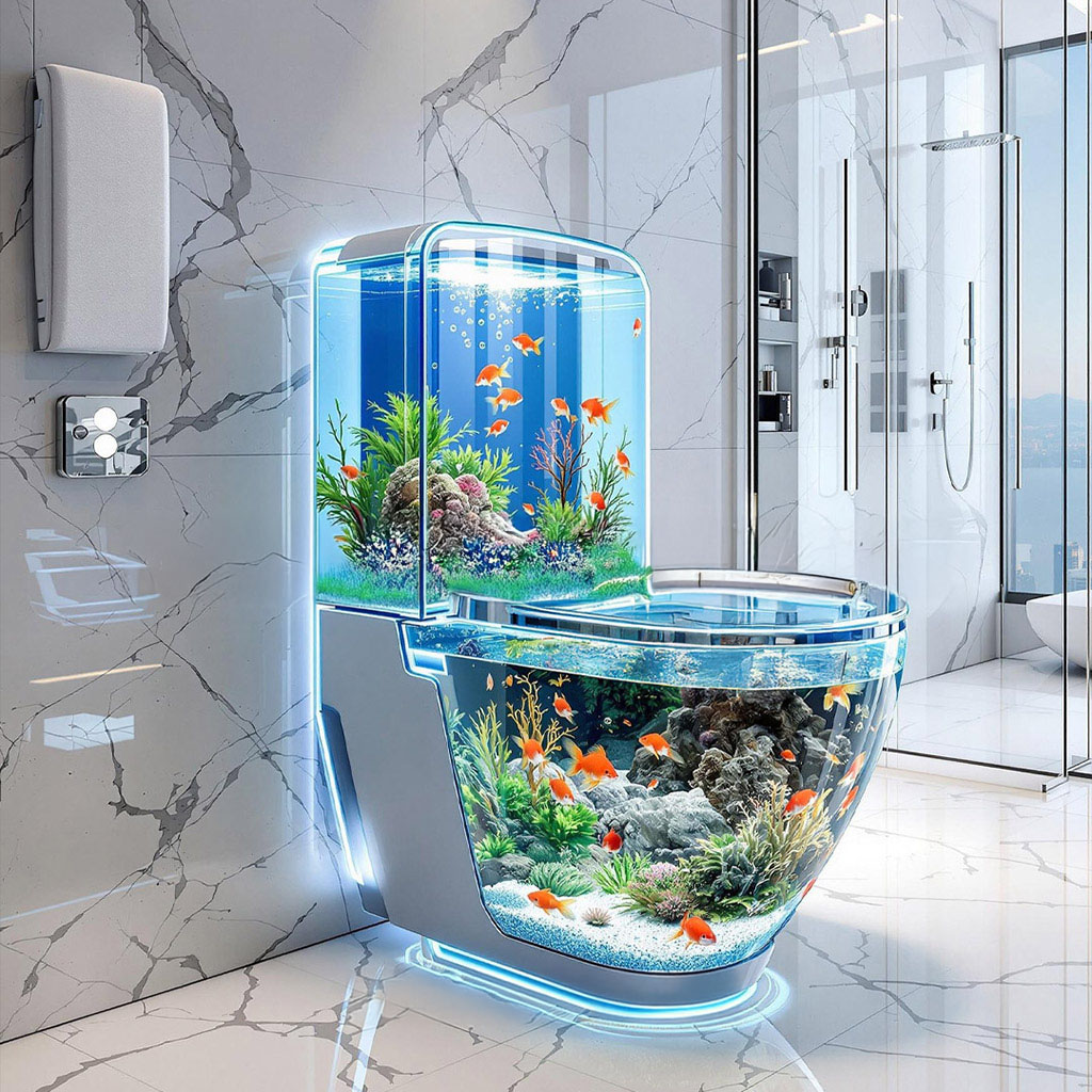 fish tank accessory toilet ELONGATED BLUE AQUARIUM AND SEASHELL RESIN SEAT, CHROME HI  Brown's Linens and Window Coverings The ornament is detailed and hand painted This is a aquarium toilet