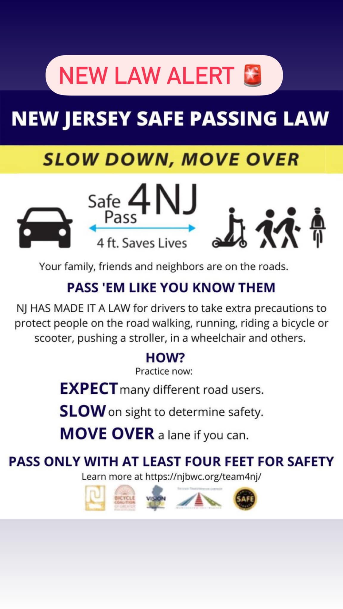 Bloomingdale - NEW LAW EFFECTIVE TODAY! New Jersey Safe Passing Law: What to Know. Drivers are ...