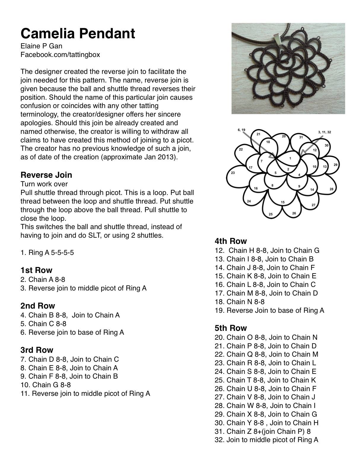 Tatting - Here is the pendant pattern. It has not been test tatted, so ...
