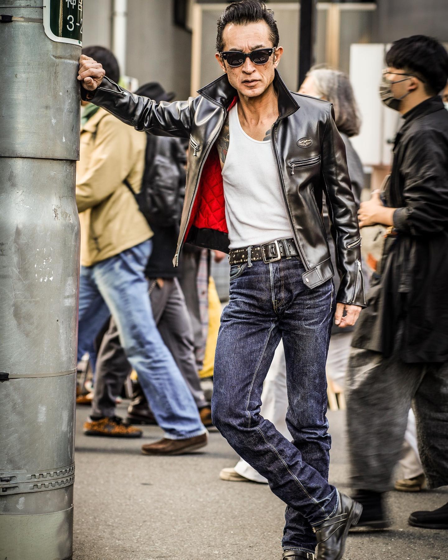 Toru, - ex Guitar Wolf Drummer, in Harajuku : Aviakit Styling head 