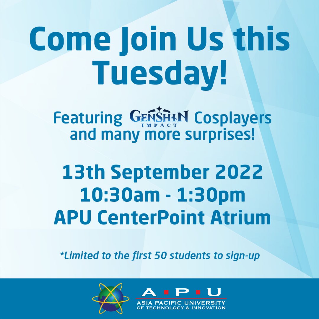 Are you a fan of GenShin... - APIIT & APU Student Affairs