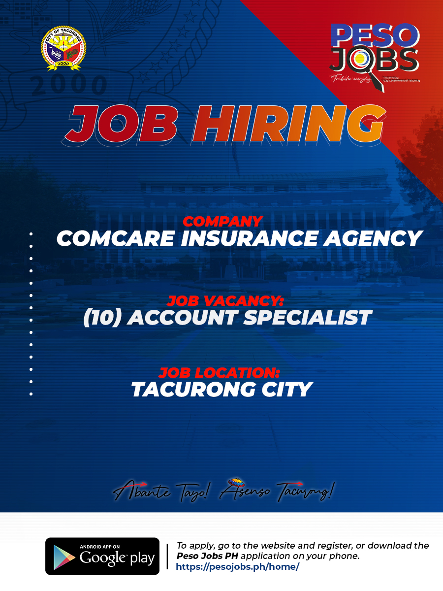 PESO Jobs PH - 𝐂𝐎𝐌𝐂𝐀𝐑𝐄 𝐈𝐍𝐒𝐔𝐑𝐀𝐍𝐂𝐄 𝐀𝐆𝐄𝐍𝐂𝐘 is expanding and... | Facebook