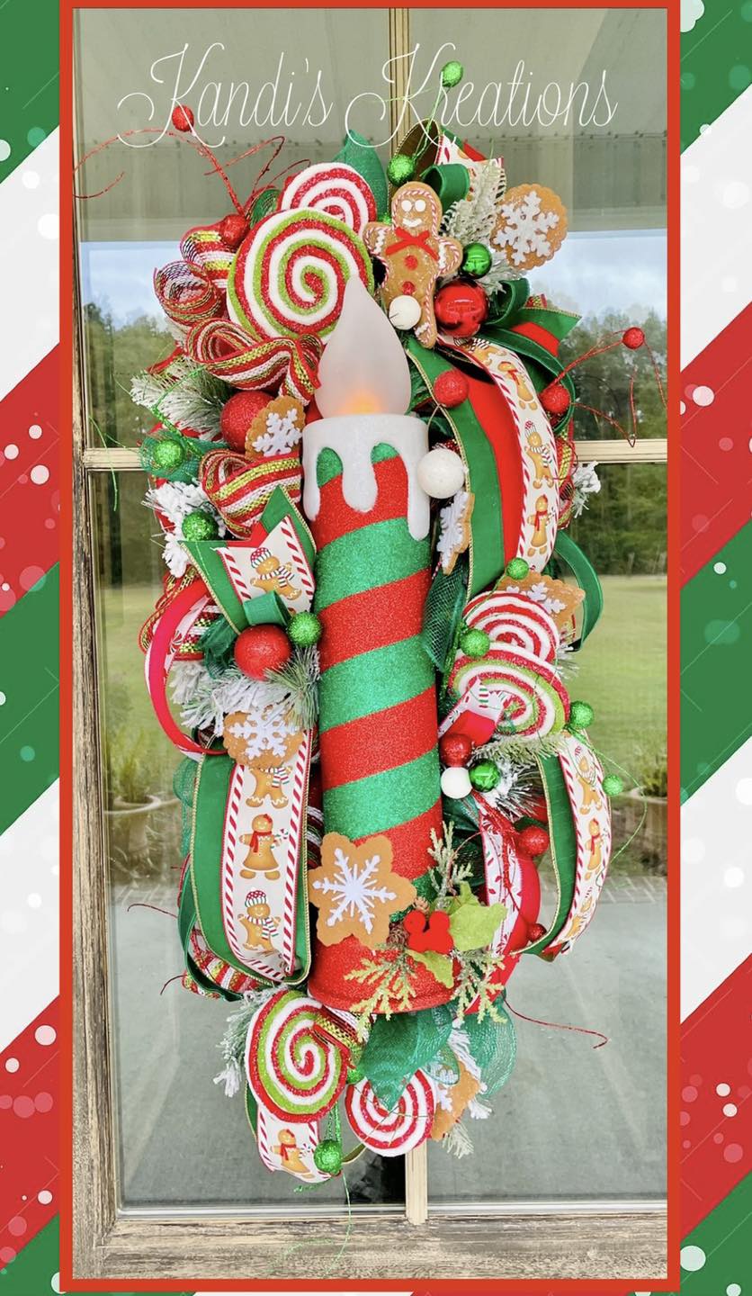 Whimsical peppermint wonderland Christmas swag