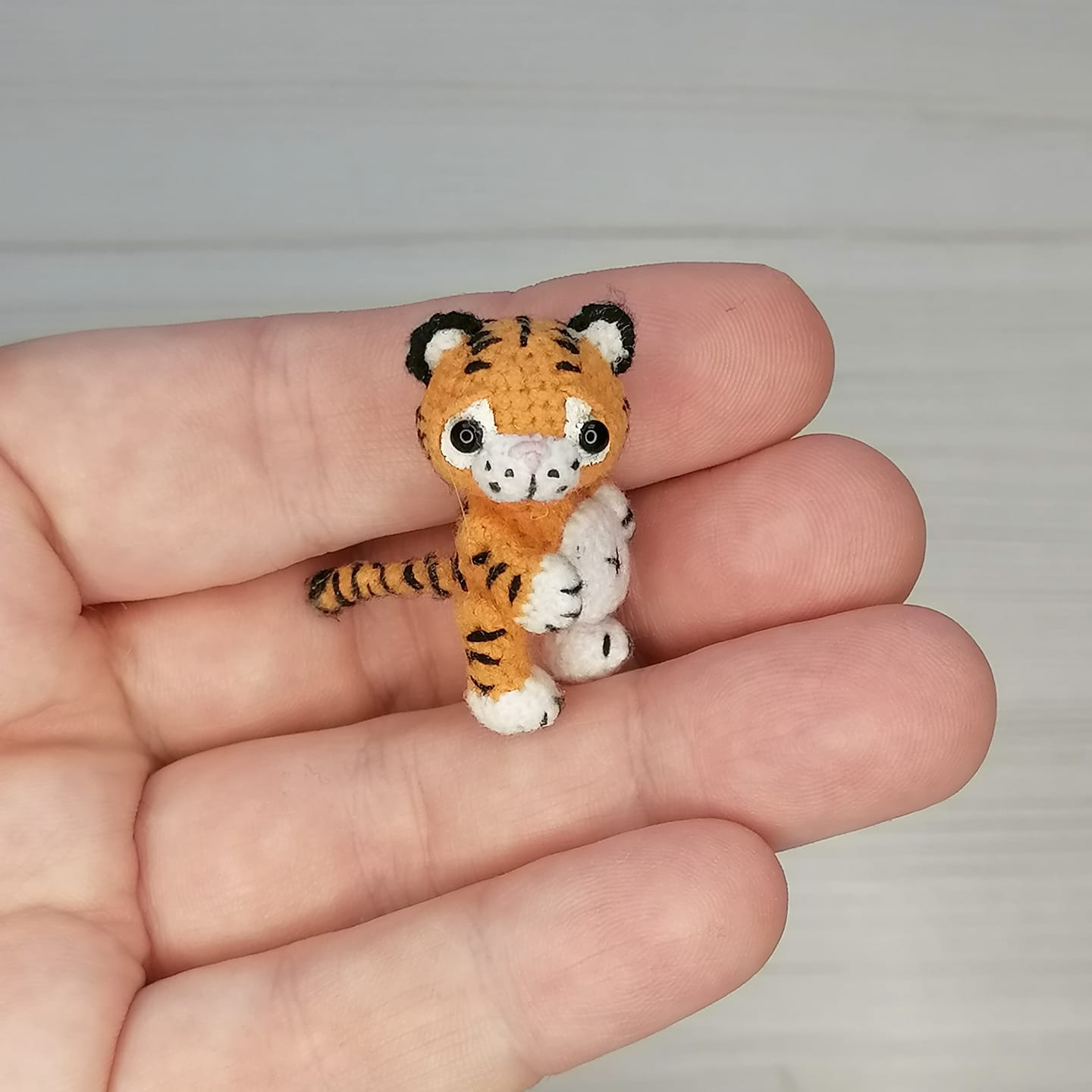 Crocheted the symbol of 2022. Tiny Tiger (1.28 inches). Head and