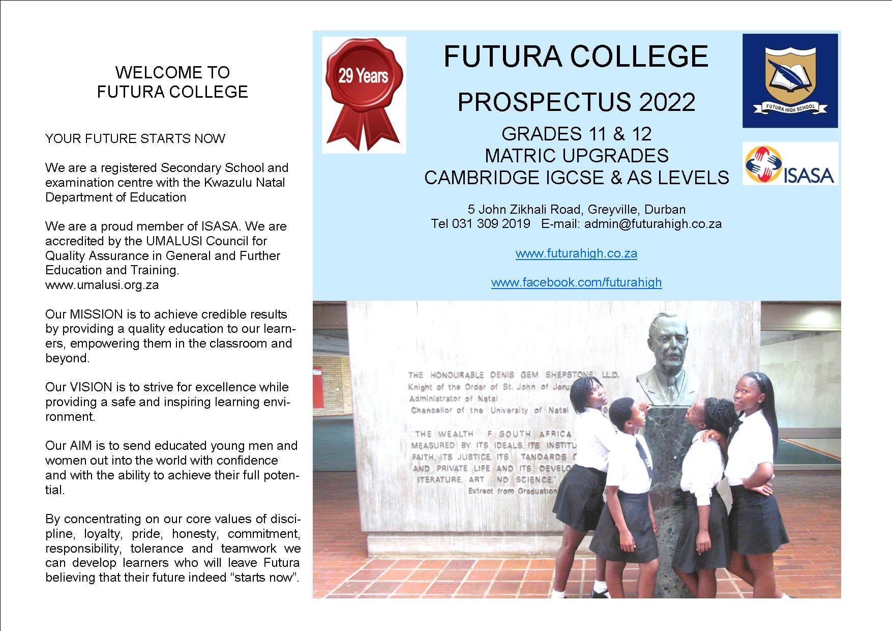 Futura College 2022 prospectus