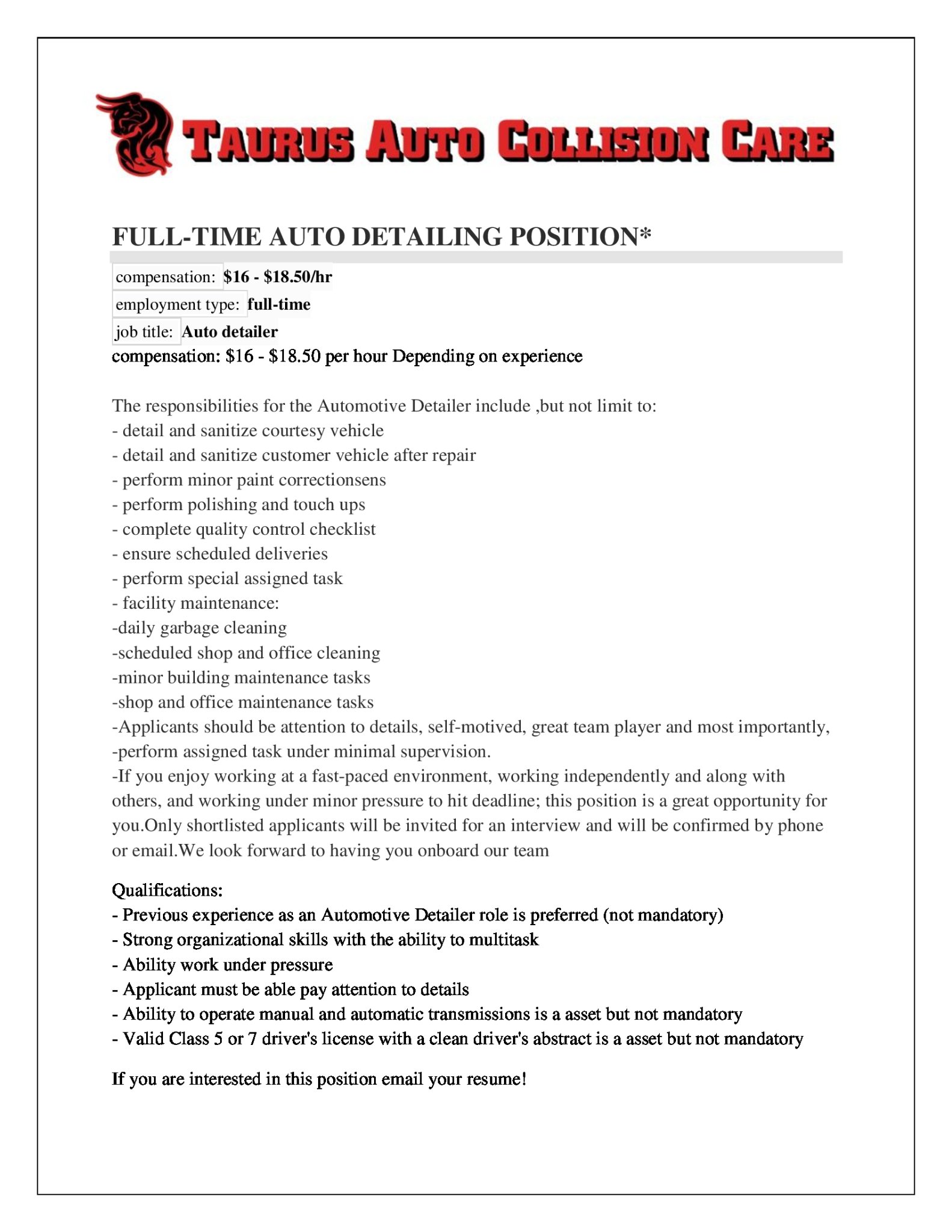 Taurus Auto Collision Care Ltd | Richmond BC