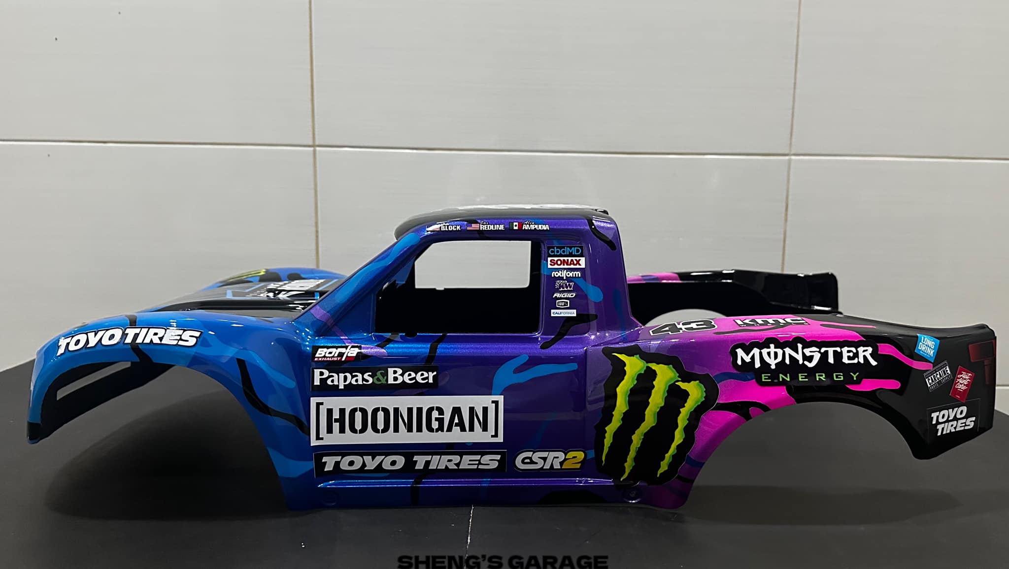 Kenblock Hoonigan livery on 1/7 Traxxas UDR body