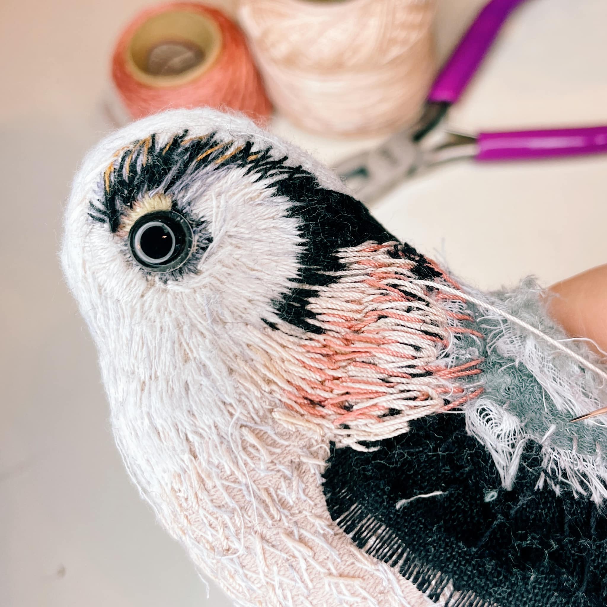 Handmade textile bird sculptures by Eclectic Minx