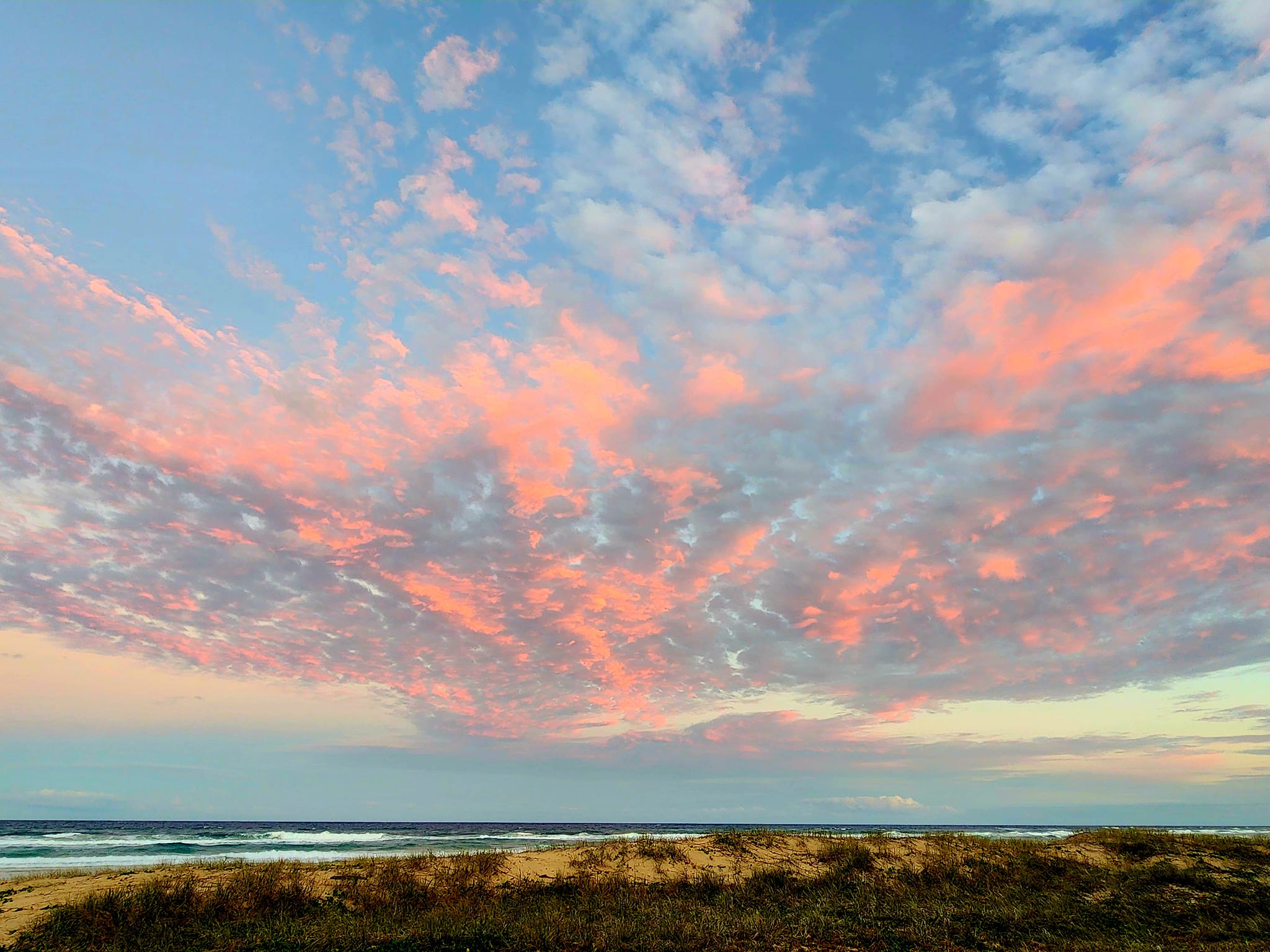 Orange is west, pink is east. Sunsets on our island are beautiful!