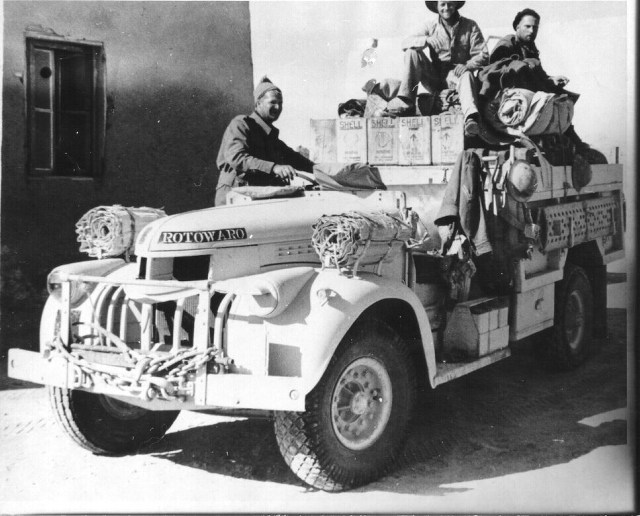 British - New Zealand R Patrol troopers with 'Rotowaro', 30cwt Chevy ...