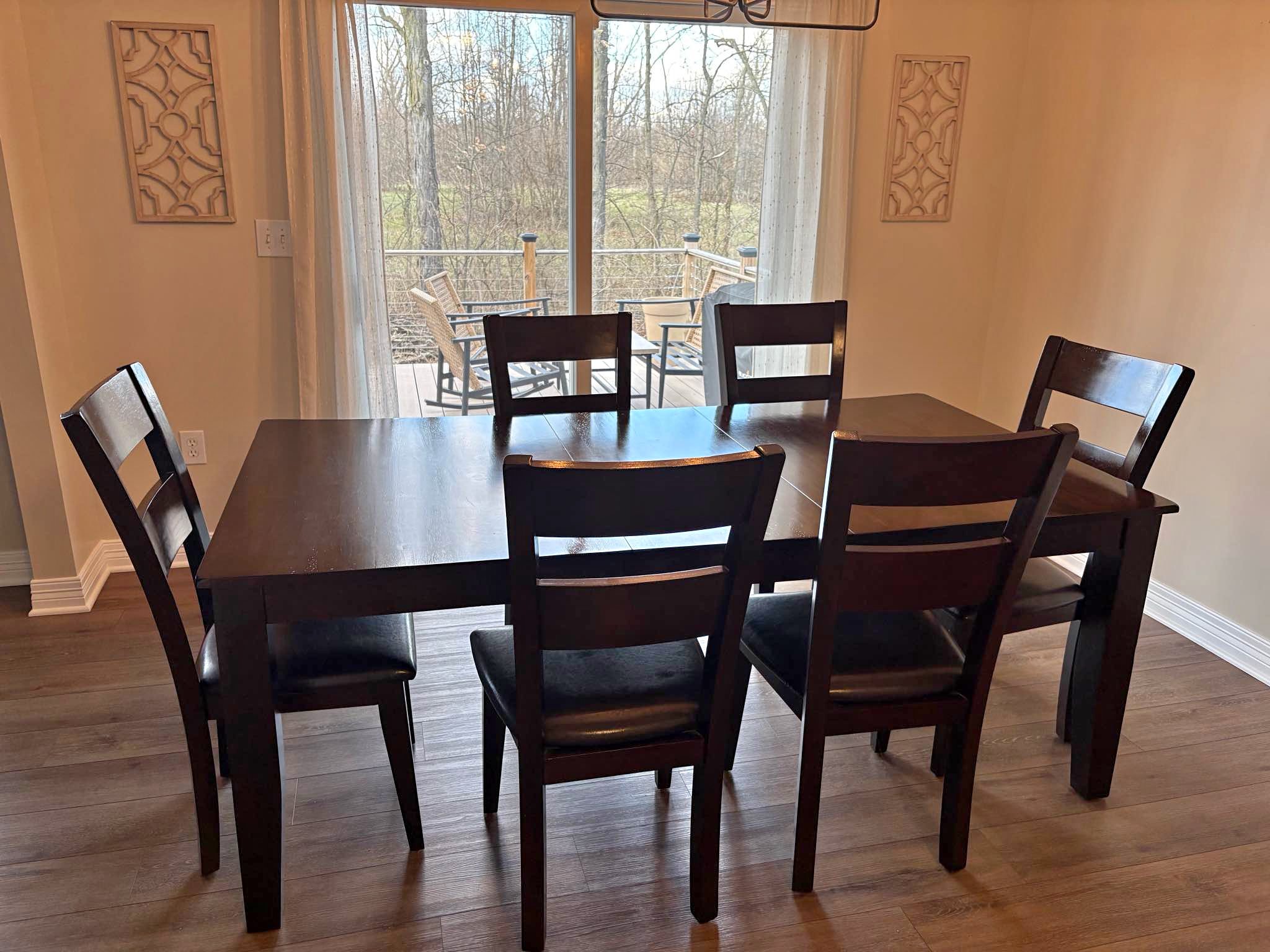 Solid Wood 7 piece Dining Room Table and Chair Set with Leaf - Dining ...