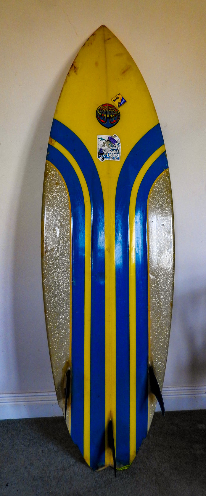 Legendary surfer's quiver shot with Nielsen brothers and Brewer's