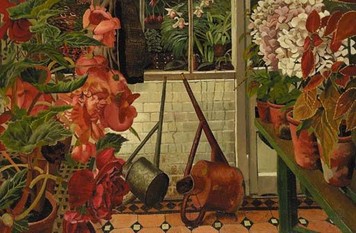 Rock roses. Old Lodge. Taplow. By Stanley Spencer, **(1957)
