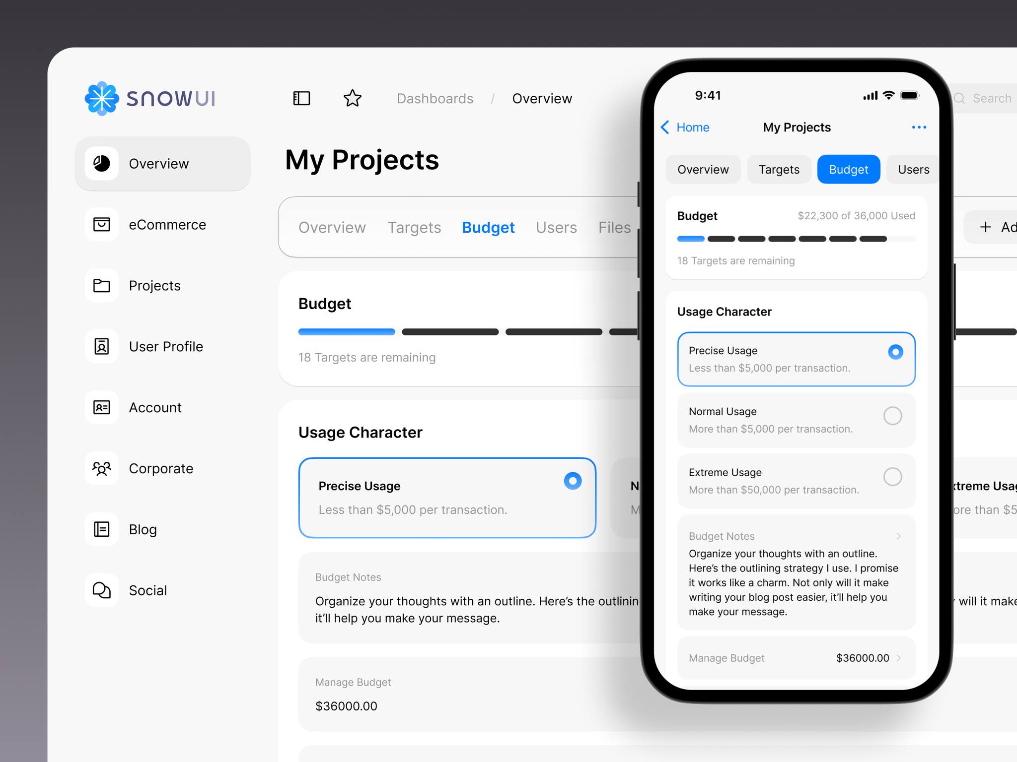 HTML, CSS & JAVASCRIPT | Figma design template: Project budget page ...