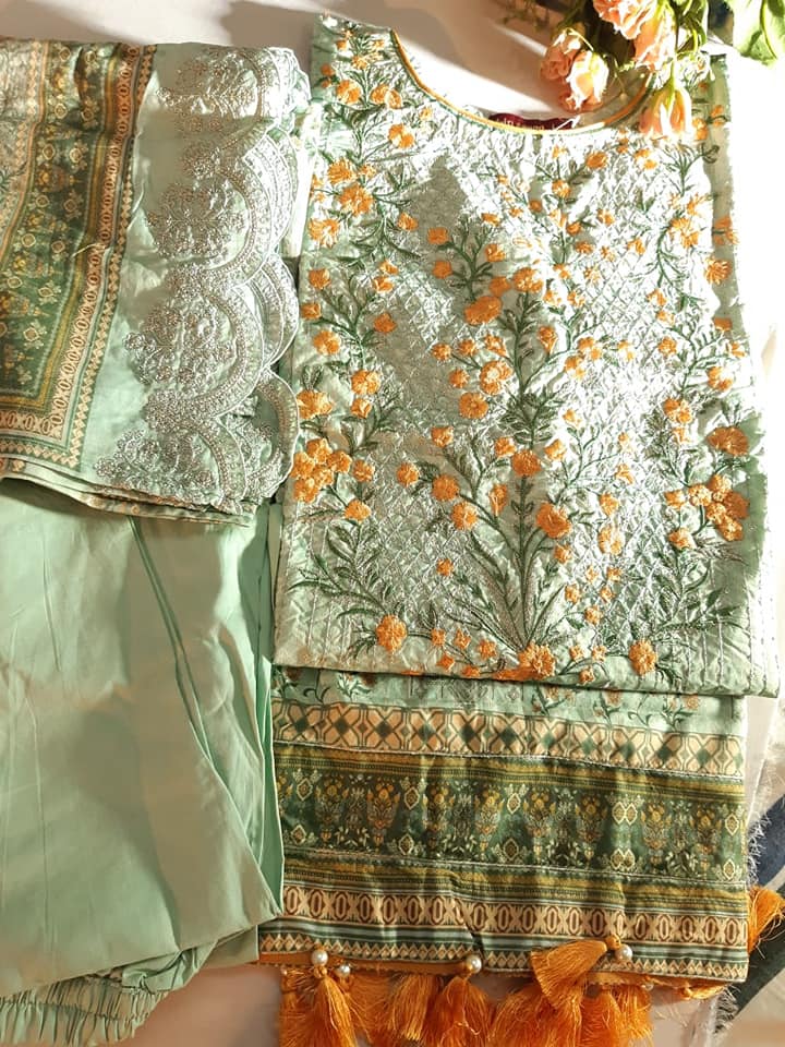open lace back dress Black Embroidered Pakistani Lawn Suit