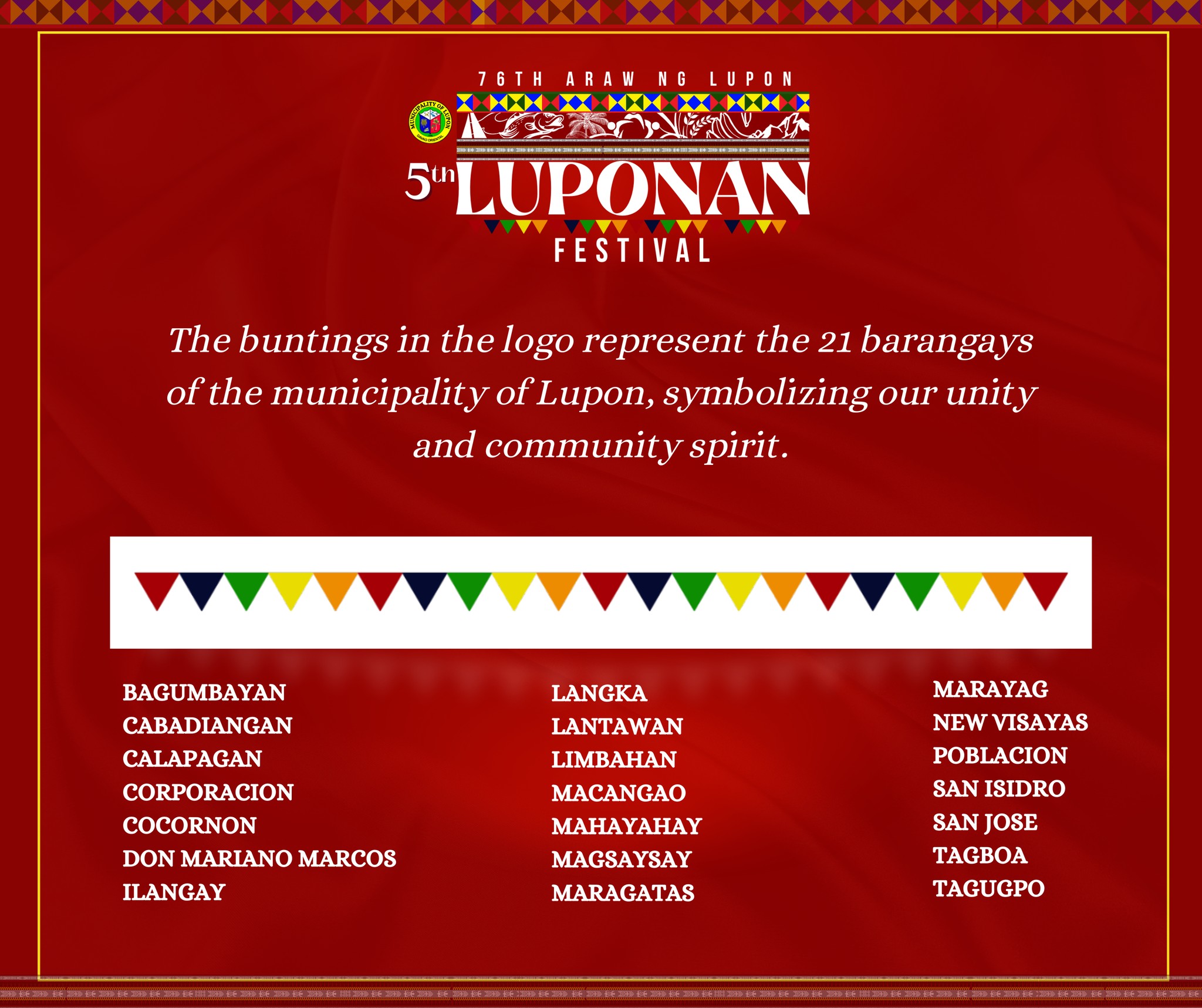 LGU Lupon - 𝐆𝐄𝐓 𝐓𝐎 𝐊𝐍𝐎𝐖 𝐎𝐔𝐑 𝟓𝐓𝐇 𝐋𝐔𝐏𝐎𝐍𝐀𝐍 𝐅𝐄𝐒𝐓𝐈𝐕𝐀𝐋 𝐋𝐎𝐆𝐎 𝐀𝐍𝐃... | Facebook