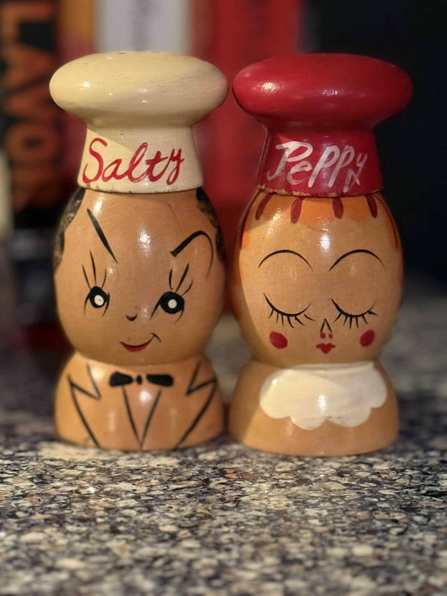 日本製 ヴィンテージ 女性人形 ソルト＆ペッパー 2点セット 陶器 フラッパー Vintage Japanese Wooden Shaker/Grinder🤎
