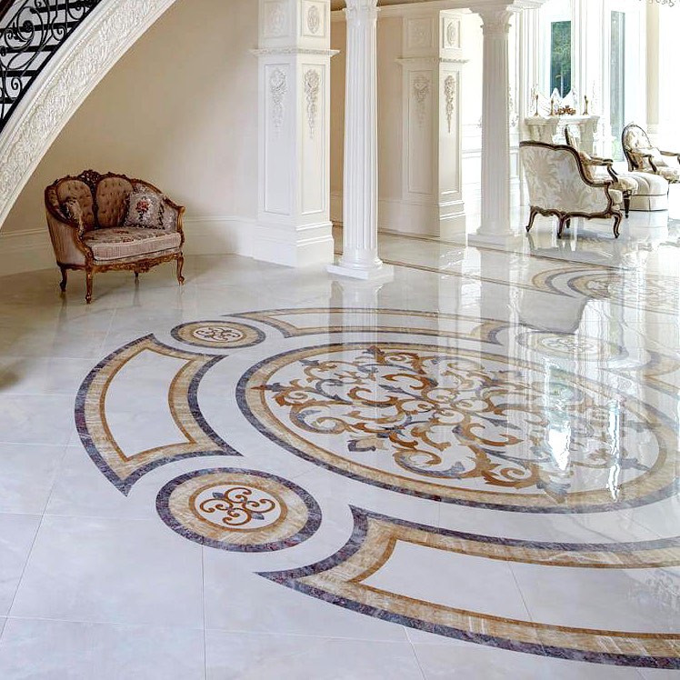 Here, a custom gold and grey marble... - Aalto Marble Inlay