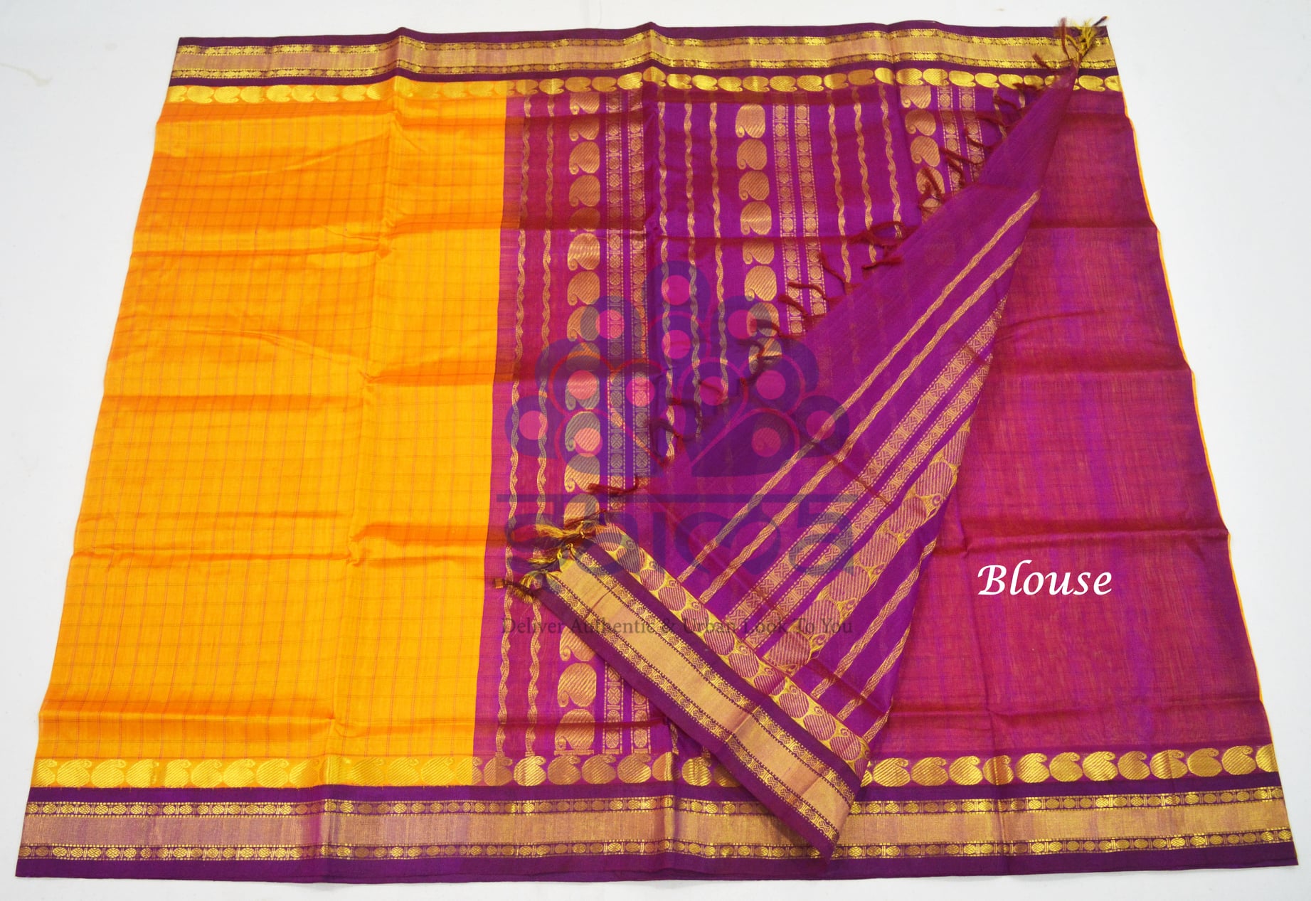 Saima Collections - SOLD Kanchi korvai silk cotton in mambalam yellow ...