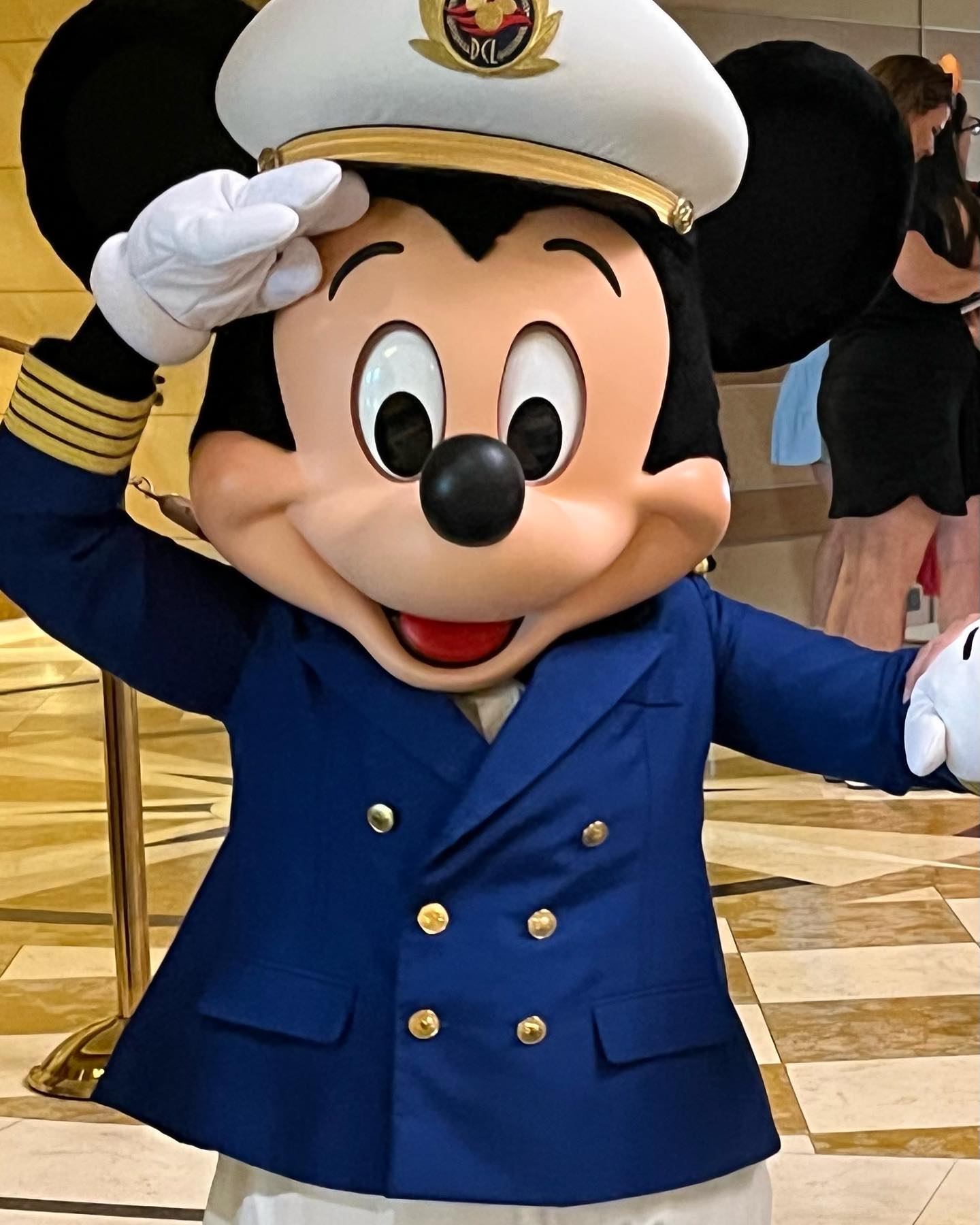 Captain Mickey arrives to his meet and greet at Disney Newport Bay