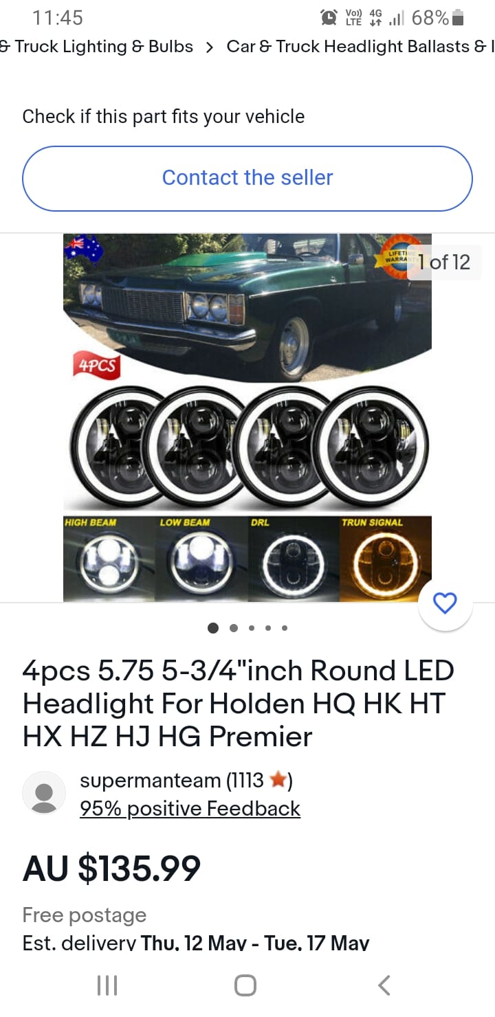 2 X 5-3/4" Round Semi-Sealed Beam Headlights – H4 High/Low – Fits Holden HG HK HT HQ HJ HX HZ Premier-1431121