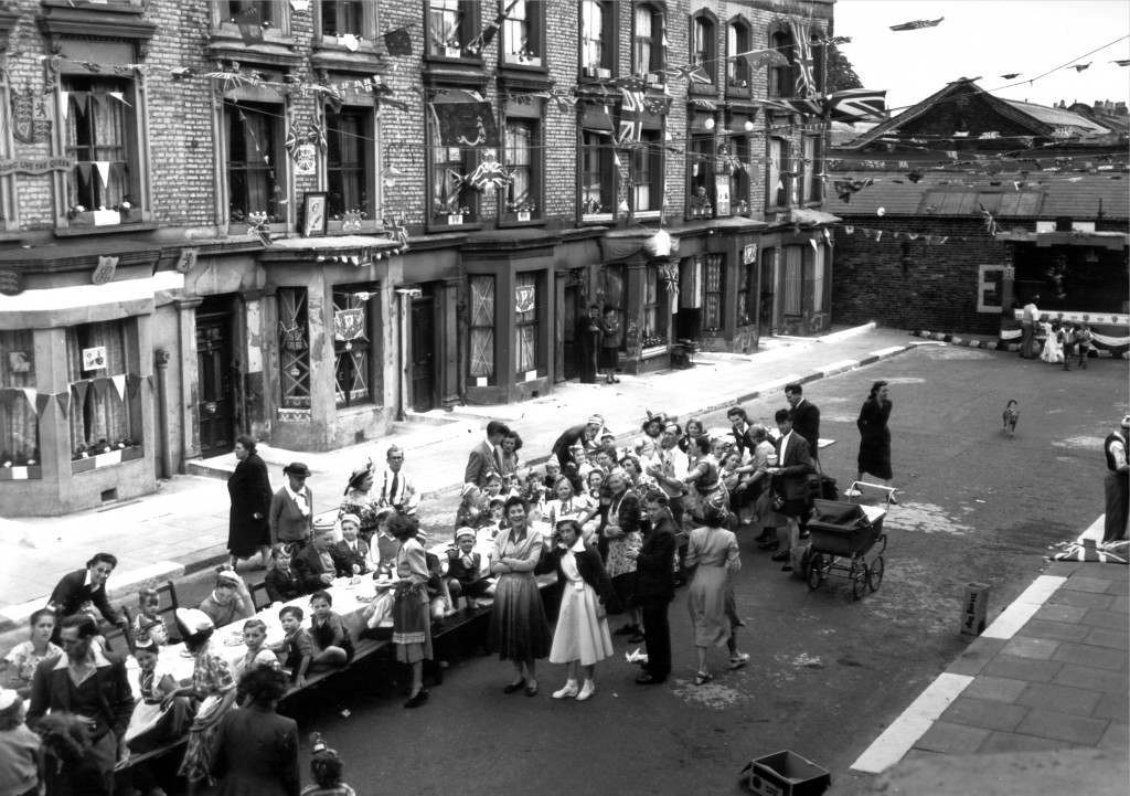 Party in Rillington Place, Notting Hill, 6th June 1953. In front of ...
