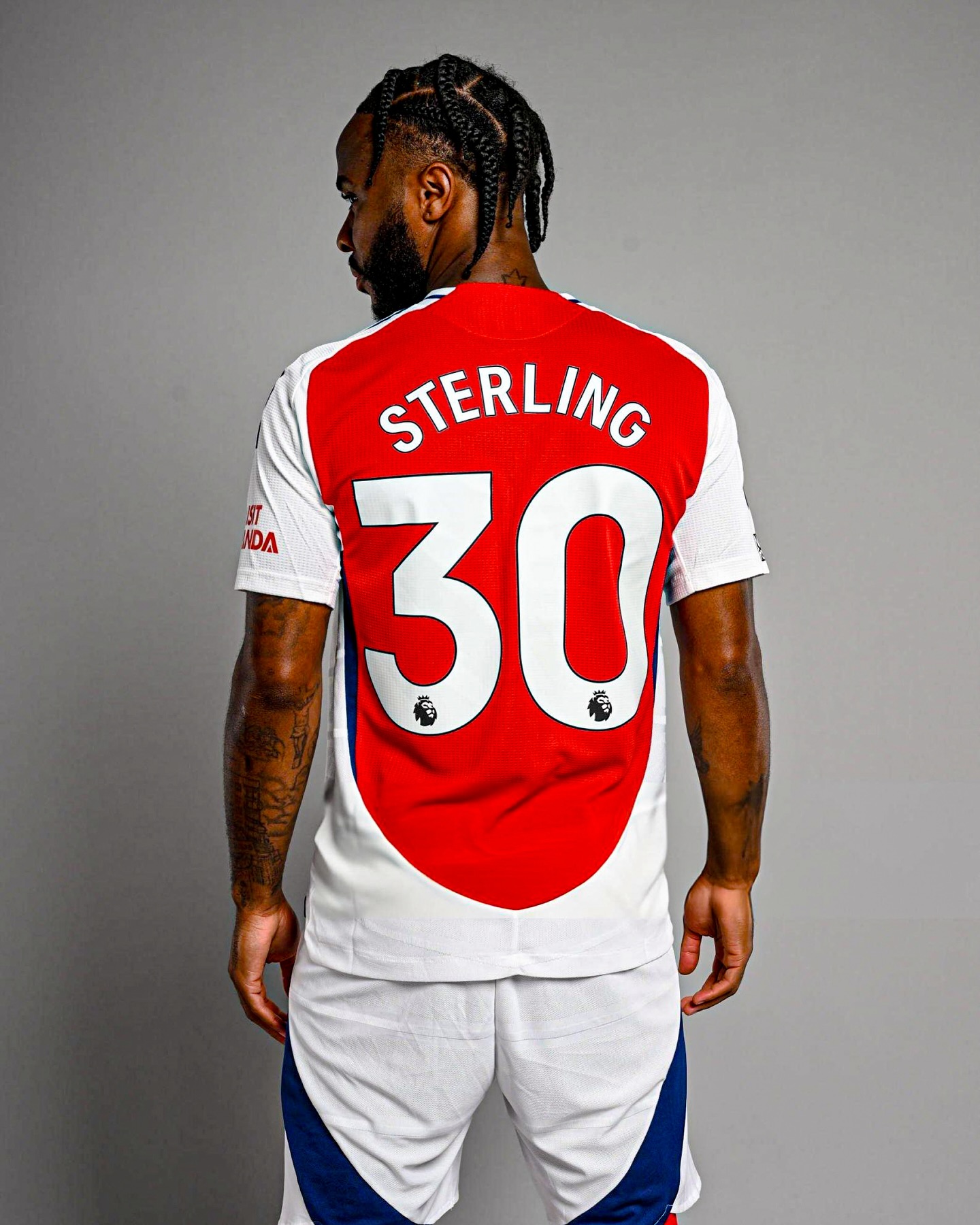 Jersey number 30 for Raheem Sterling at Arsenal.