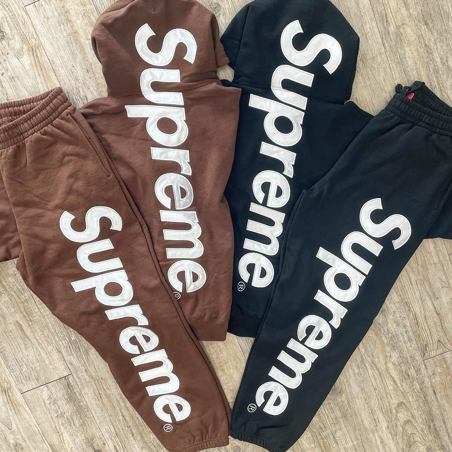 Supreme Satin Appliqué Sweatsuits ? Hoodies: $250 Brown- Medium 