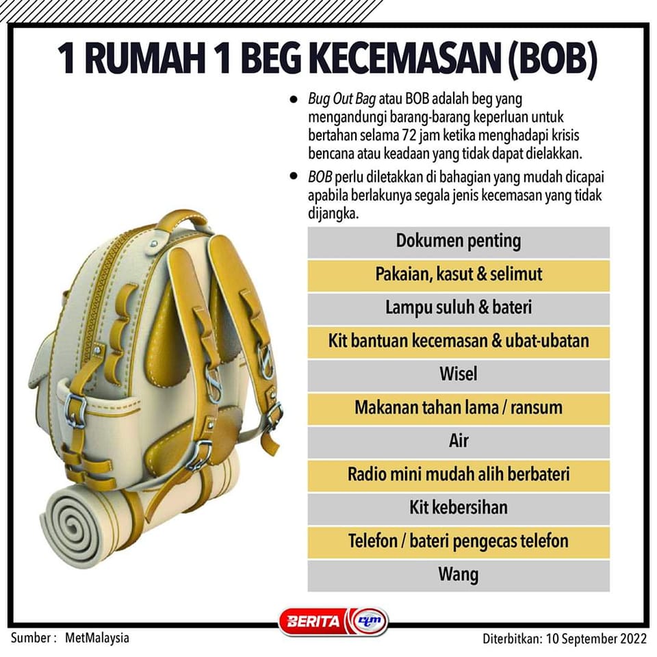 MELAKAfm - INFOGRAFIK 1 RUMAH 1 BEG KECEMASAN (BOB)... | Facebook