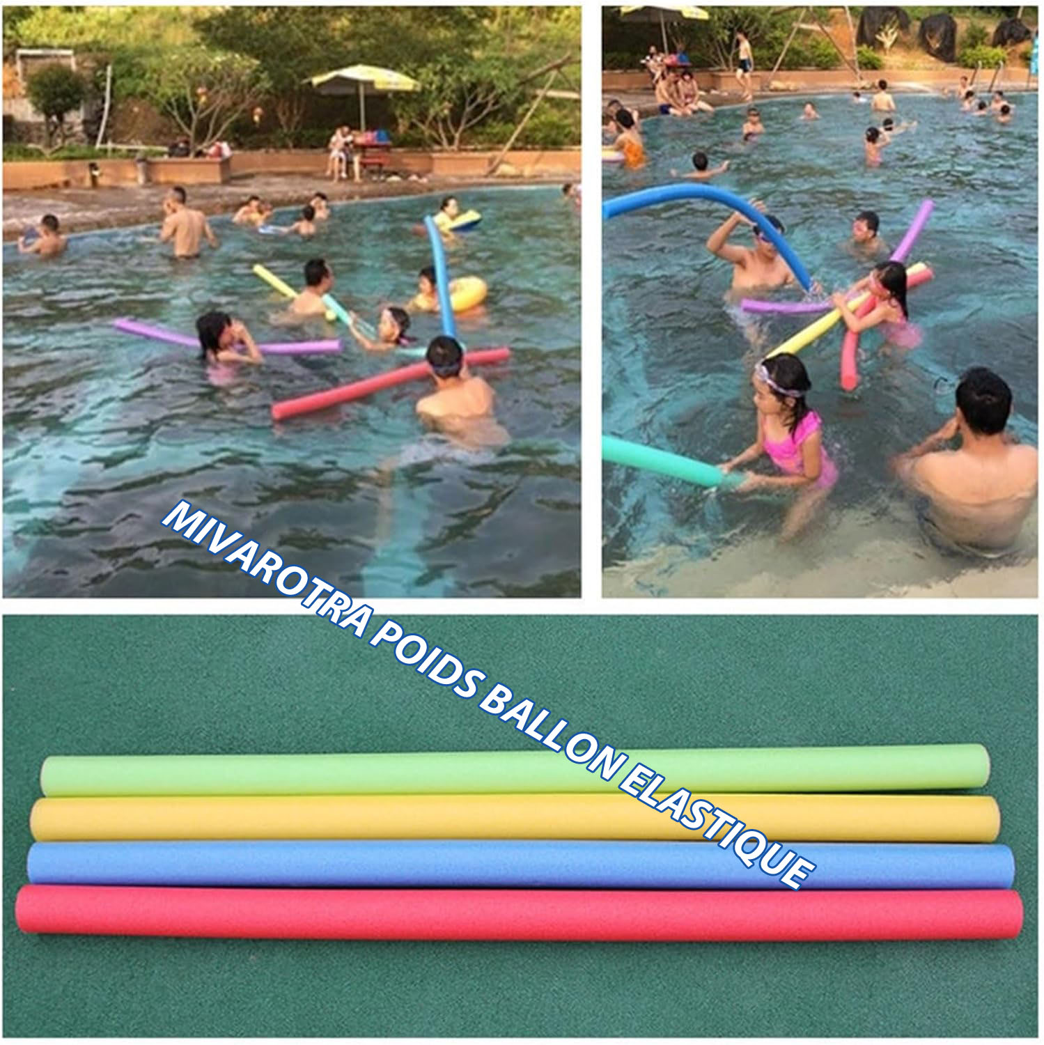 Bâton de nouilles de piscine, aide à la natation colorée, bande de