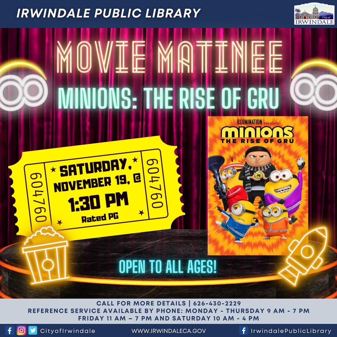 🎥𝐌𝐎𝐕𝐈𝐄 𝐌𝐀𝐓𝐈𝐍𝐄𝐄🎥 Visit Irwindale Public... - City of Irwindale | Facebook
