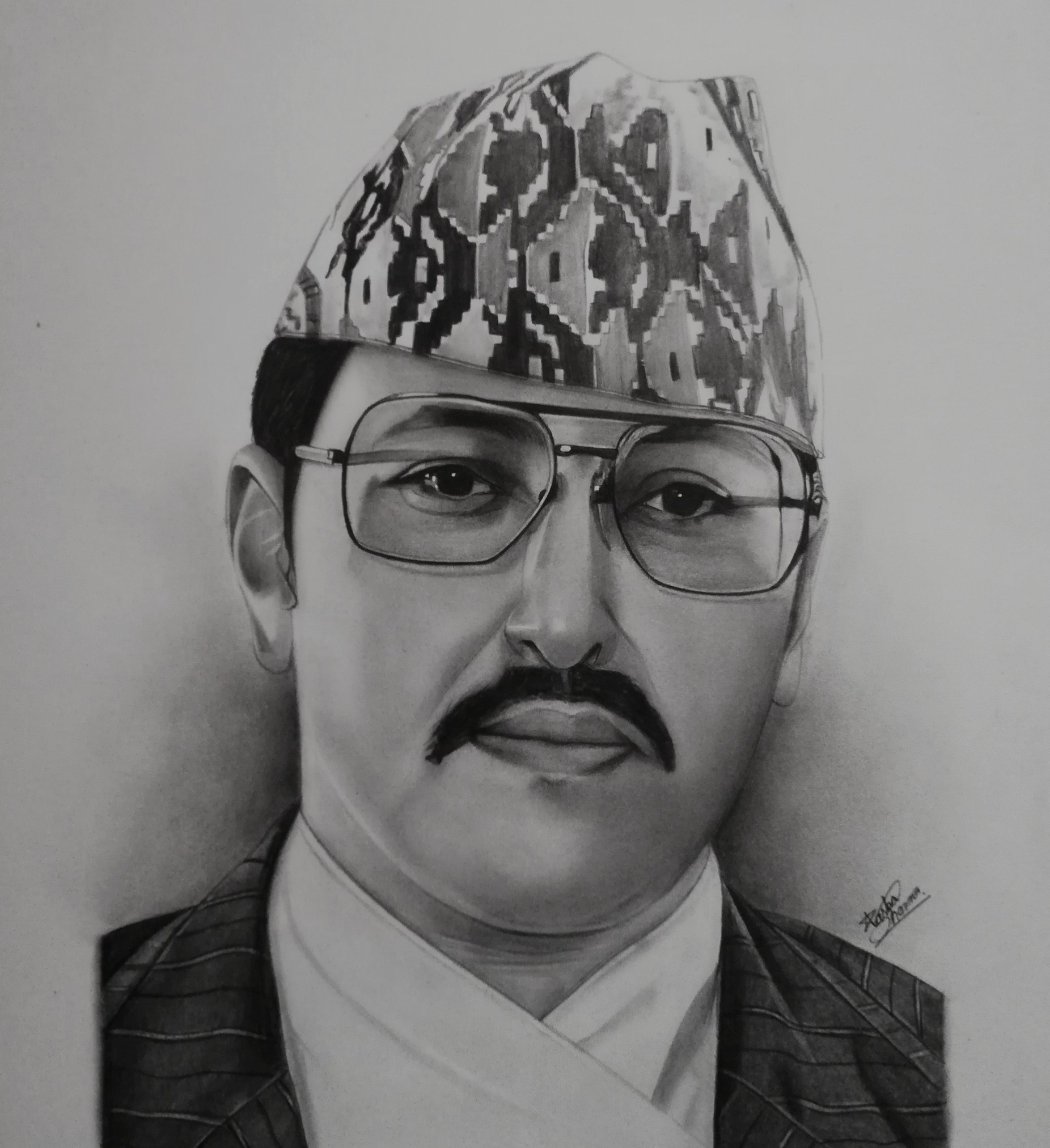 Creative art of Late King Birendra on his memory. 🙏 Art. Sandesh