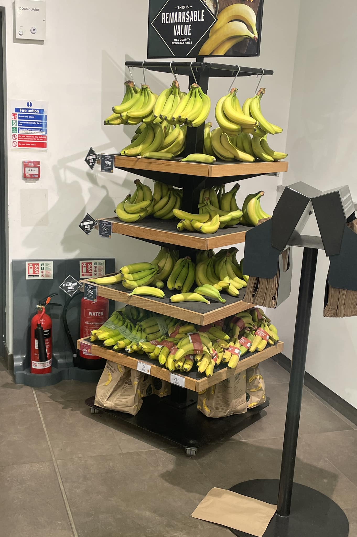Grocery store used to display bananas in a banana hammock
