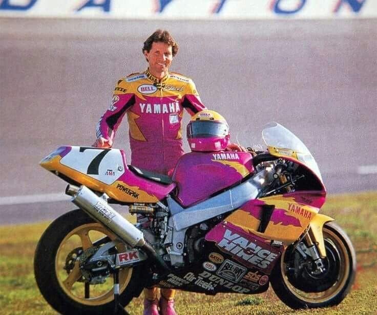 Eddie Lawson's 90's pink and yellow paint scheme