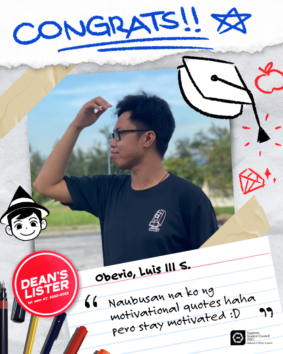 Mapúa - Oberio, Luis III S. Dean's Lister 1st Term AY: 2022-2023 ...