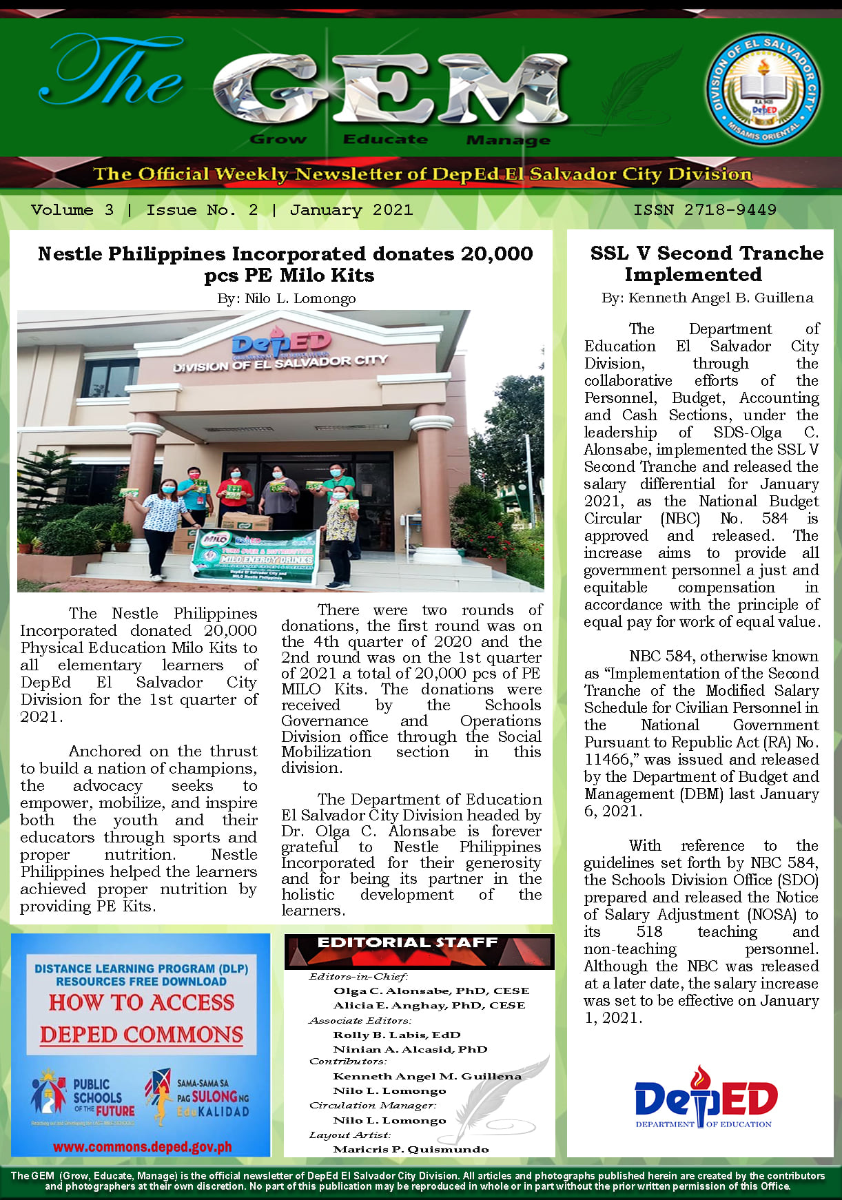 The GEM Newsletter Volume 3,... - DepEd Tayo El Salvador City
