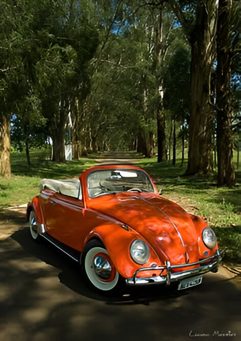 1967 VW Beetle convertible painted in hippy style. 2/2