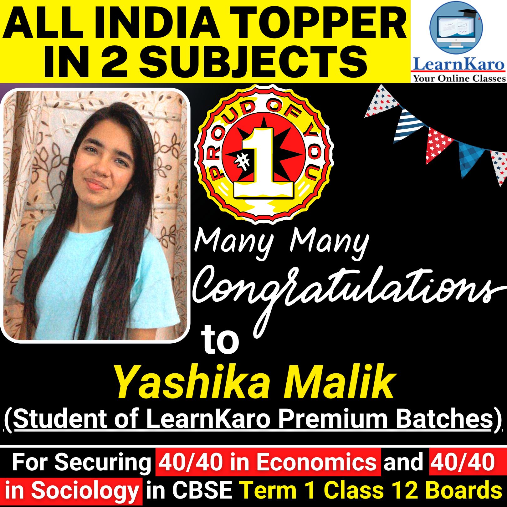 All India Topper in 2 Subjects🥳 Many... - LearnKaro Classes | Facebook