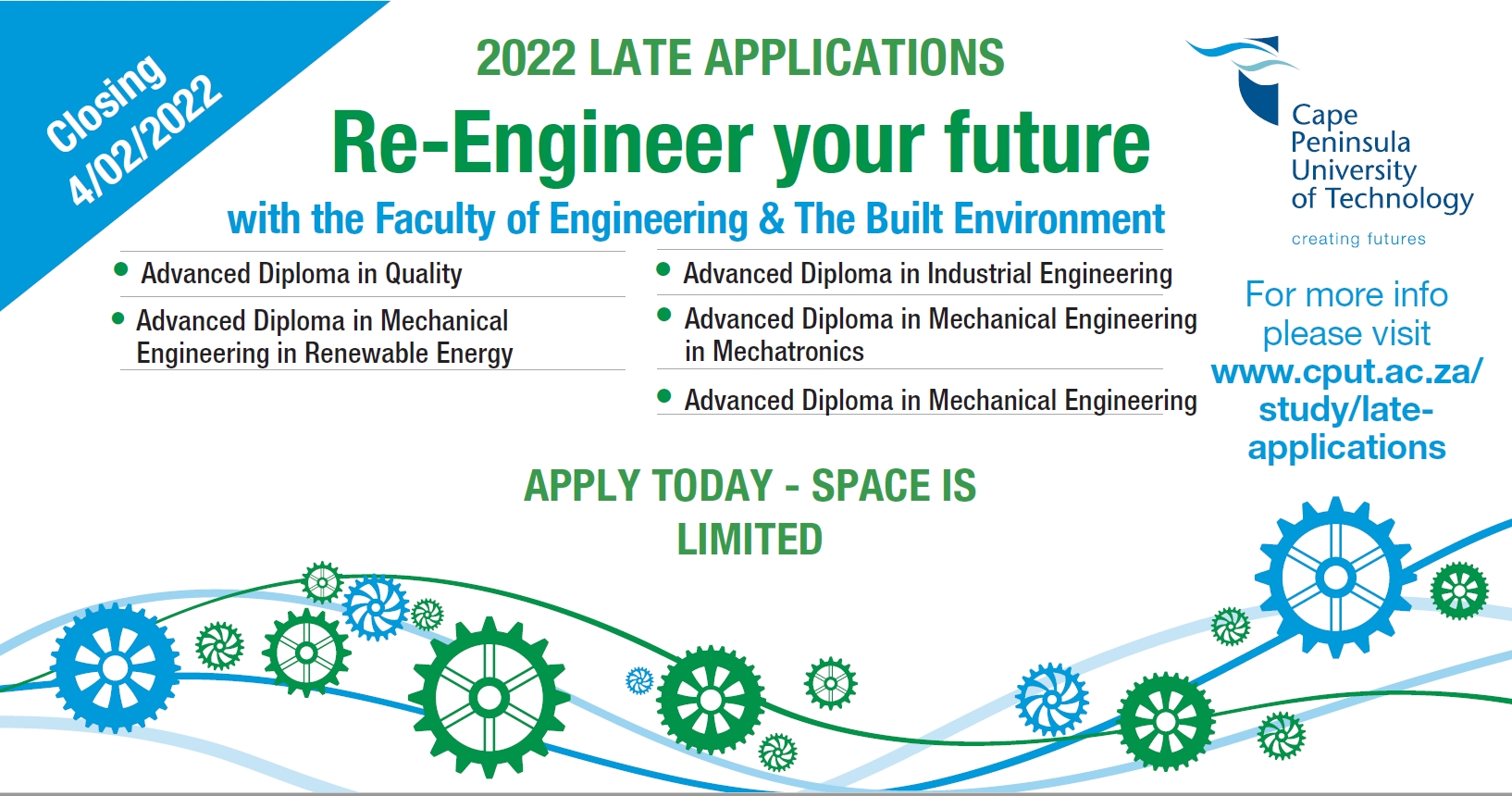 Cape - 2022 LATE APPLICATIONS: Re-Engineer your future with the Faculty ...