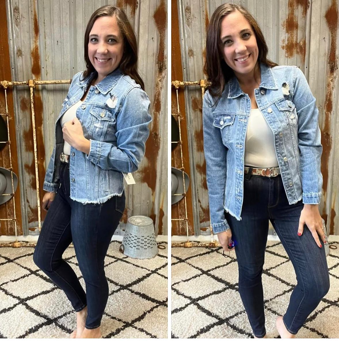 Denim overshirt jacket with T-Lock top handle