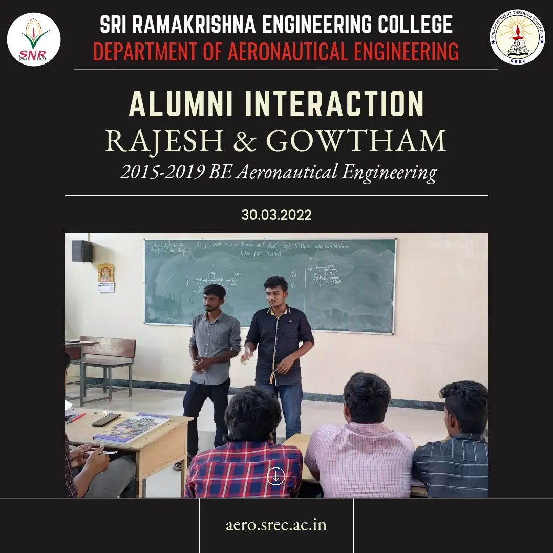 A wonderful Alumni... - Aeronautical Engineering, SREC